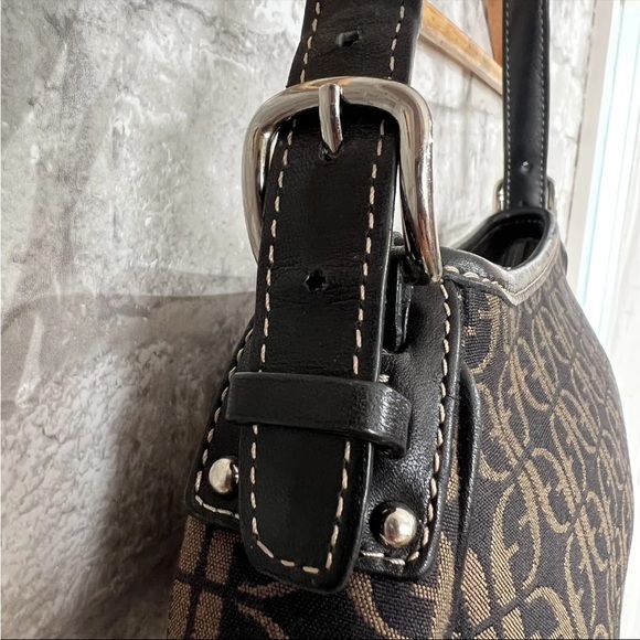 Vintage Y2K Fossil Shoulder Bag All Over Print Black and Brown Canvas - Picture 8 of 12